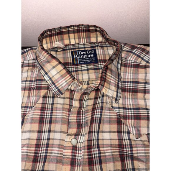 Vintage Dee Cee Rangers Shirt Mens Large Red Plaid Western Pearl Snap USA 70s - Picture 7 of 11